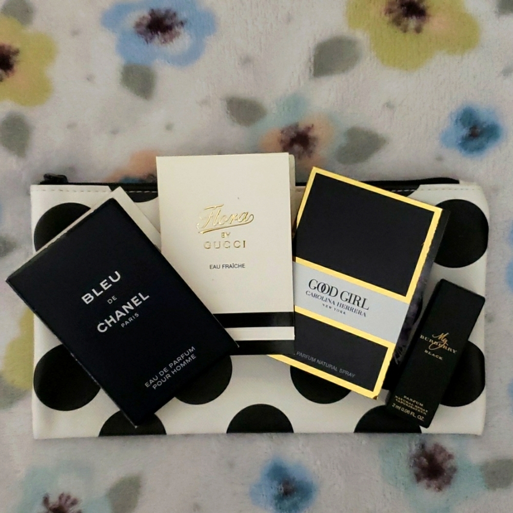 Good Girl, Gucci Flora, Chanel Bleu-Men, and My Burberry Black Fragrance Bundle